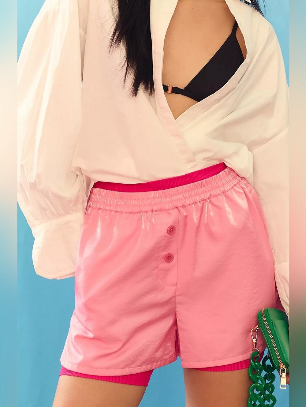 Anthropologie Stella Nova Baby Pink Shimmer Girly Boxer Short Size‎ Medium (40)